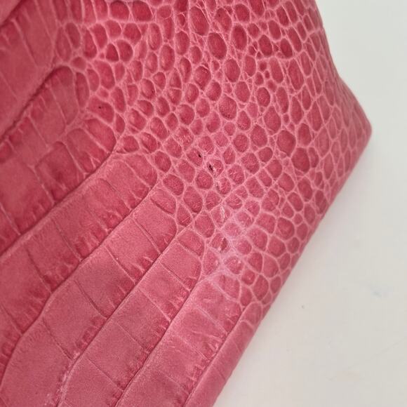 Kate Spade Pink & Gold Hardware Leather Croc Embossed Satchel Shoulder Hand Bag - Picture 4 of 12